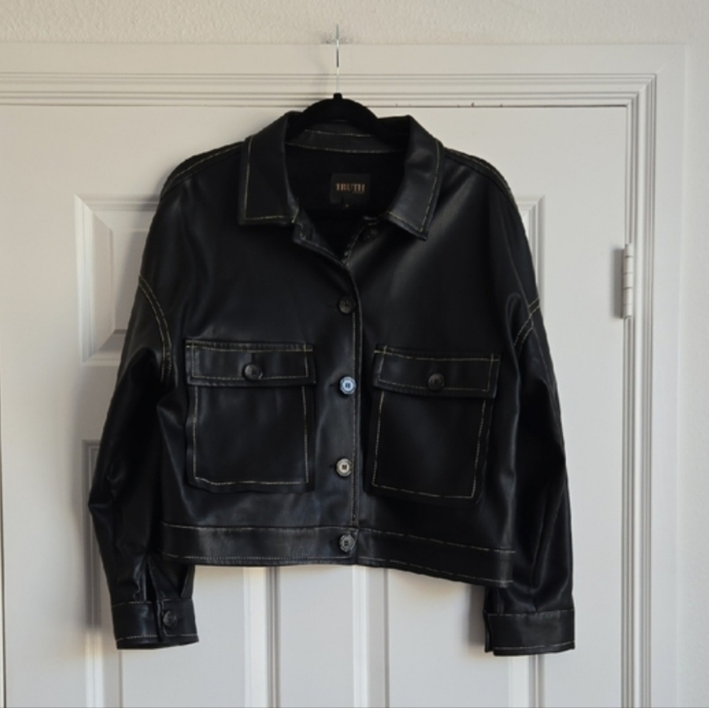 Truth By Republic Black Faux Leather Jacket